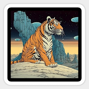 Tiger In Alien Planet Sticker